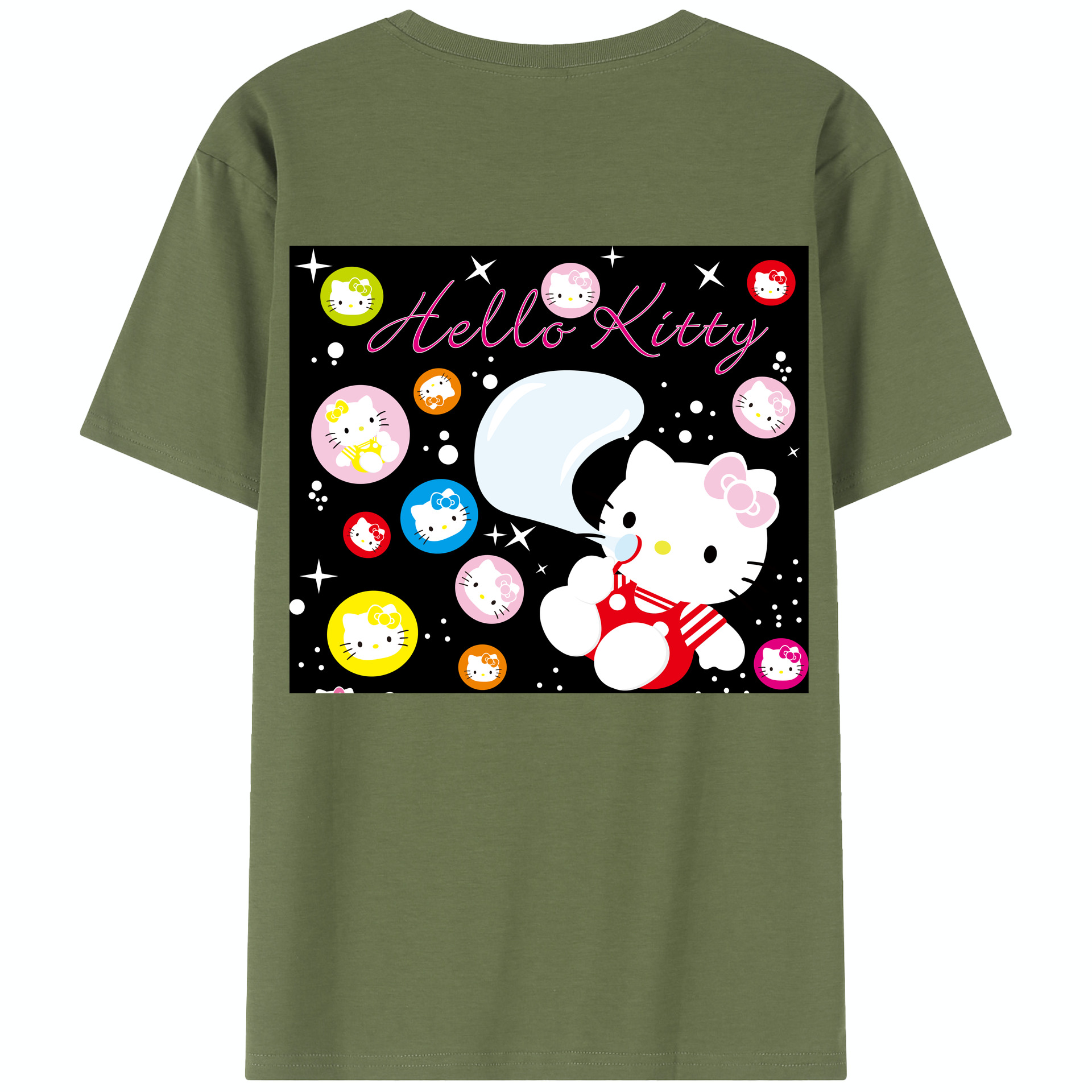 （画像用） Hello Kitty ハローキティ 綿100％半袖Tシャツ（背面プリント）